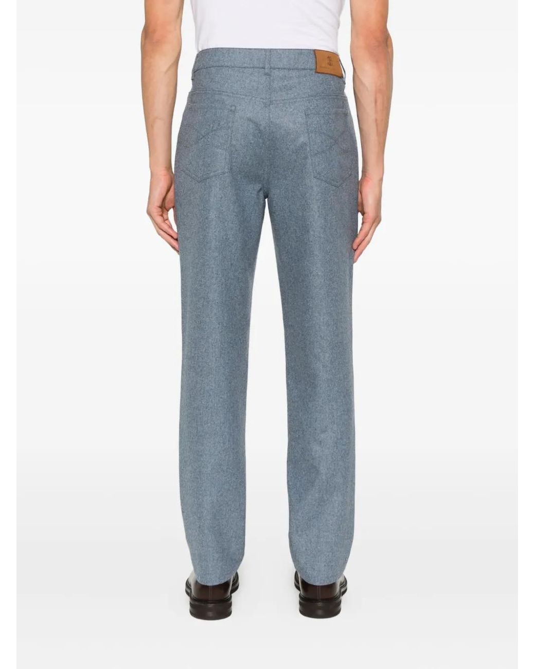 Brunello Cucinelli Blue Wool Trousers for men