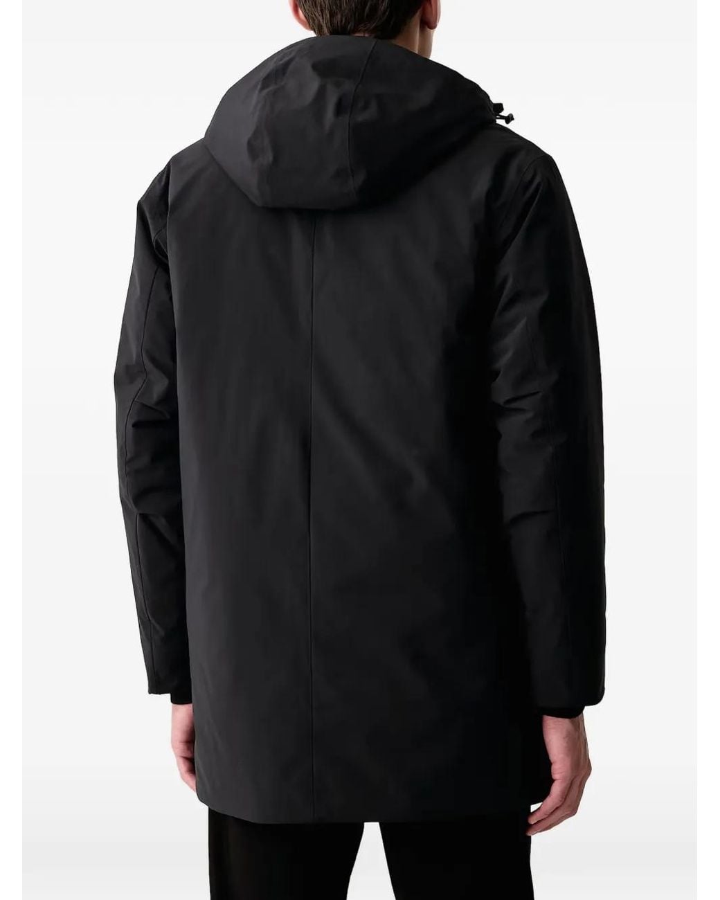 Marc O' Polo Black Hooded Zip-Up Parka Coat for men