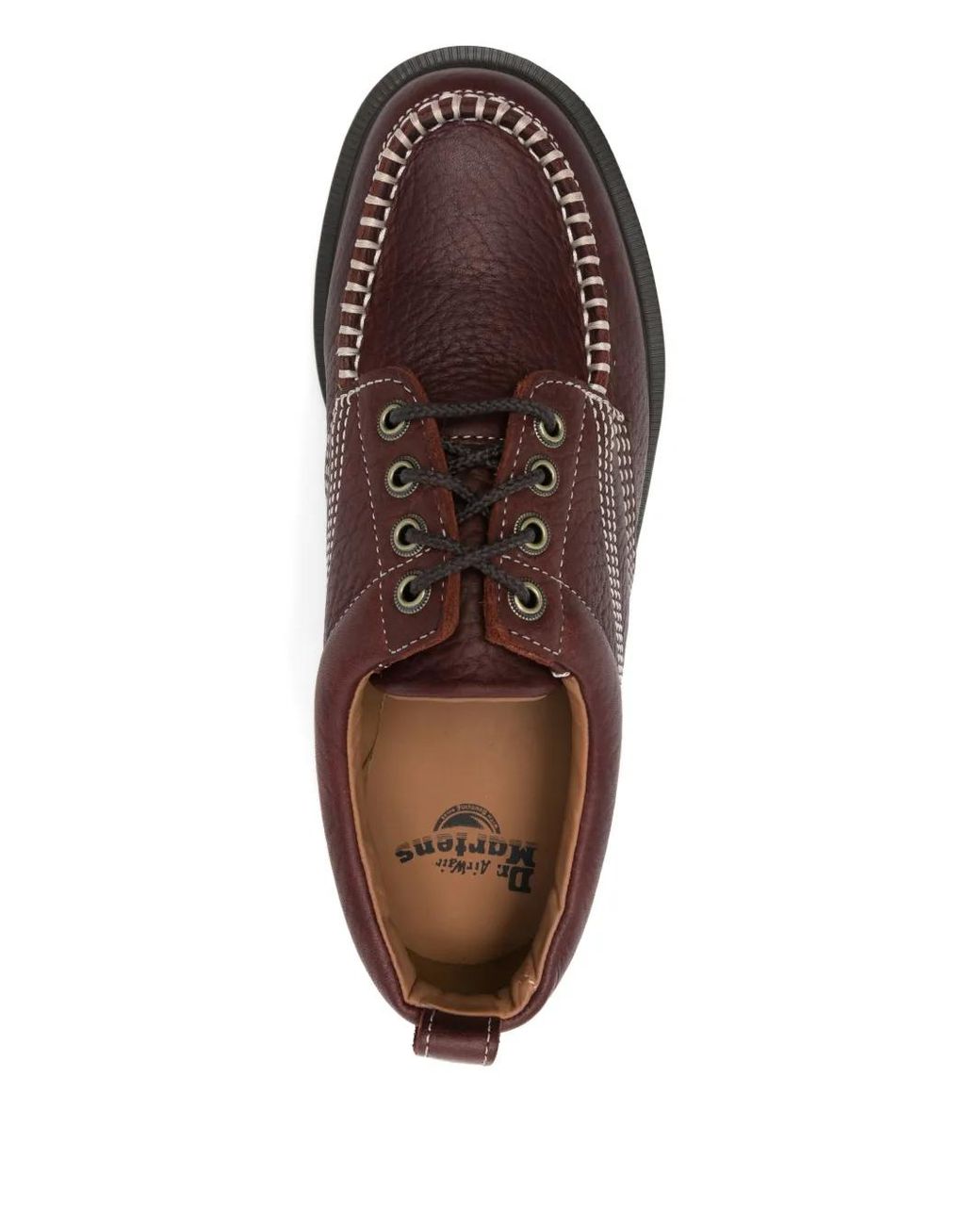 Dr. Martens Brown Lowell Contrast-Stitching Leather Loafers for men