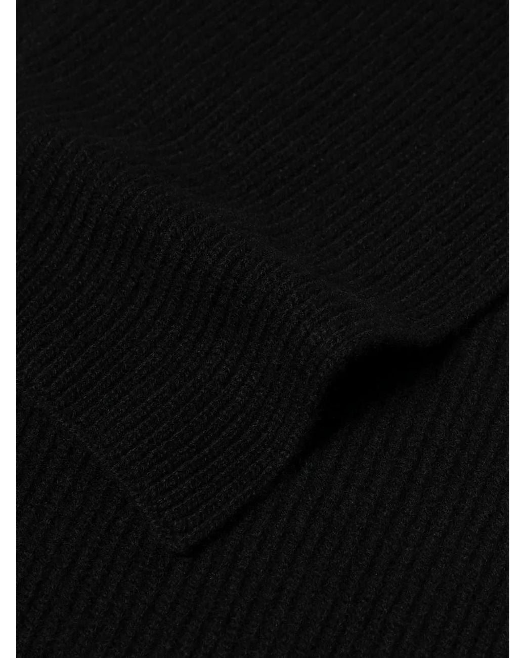 Sunspel Black Ribbed-Knit Scarf for men