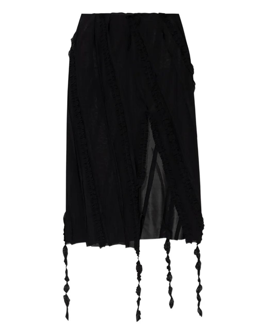 Blumarine Black Ruched Midi Skirt