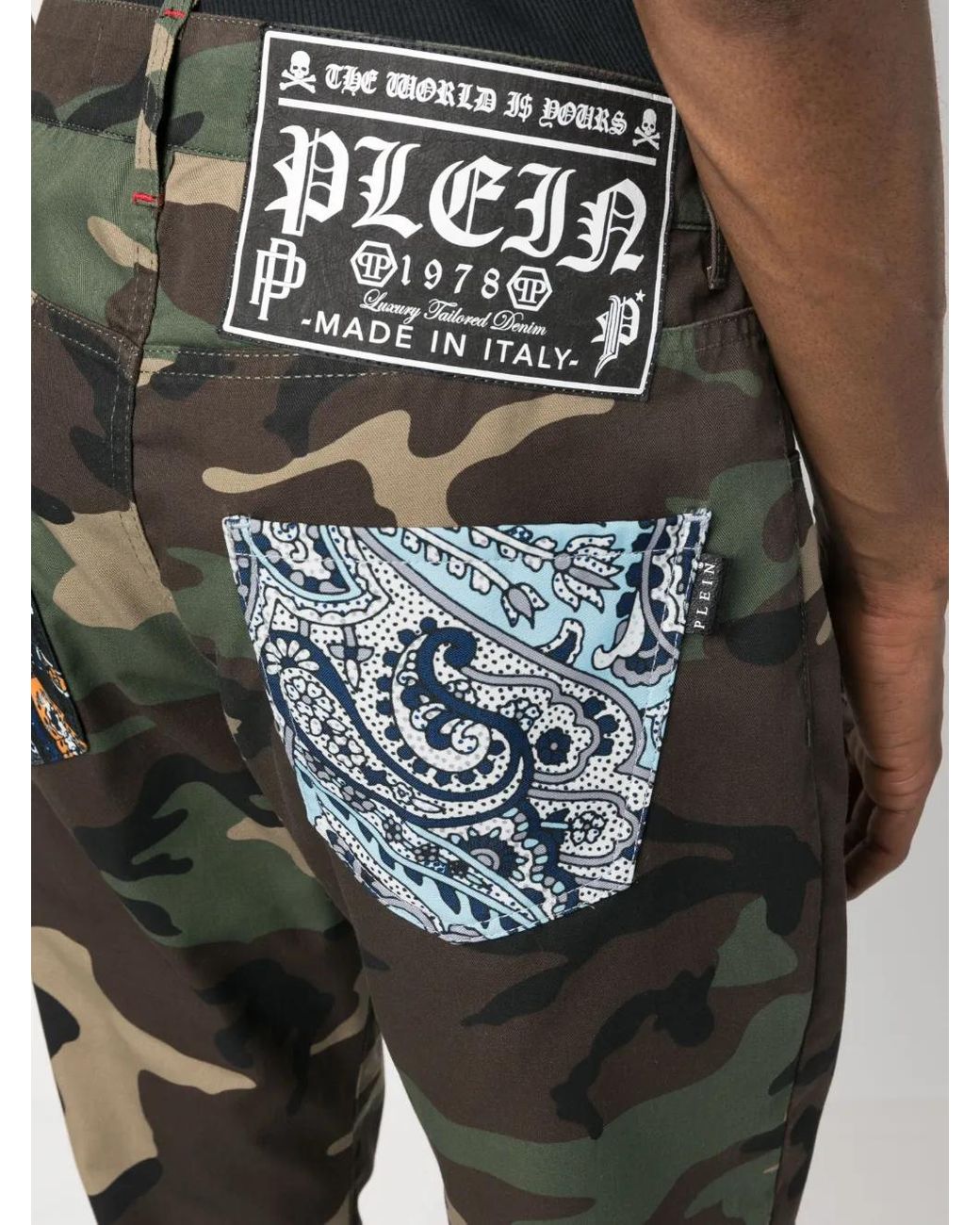 Vaqueros Rectos Con Estampado Militar Philipp Plein de hombre de color Gray
