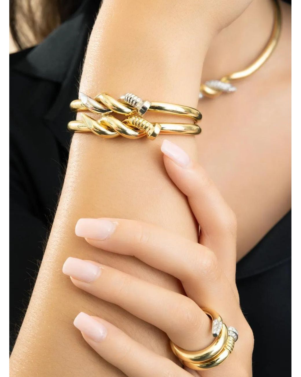 David Webb Black Twisted Nail Cuff Bracelet