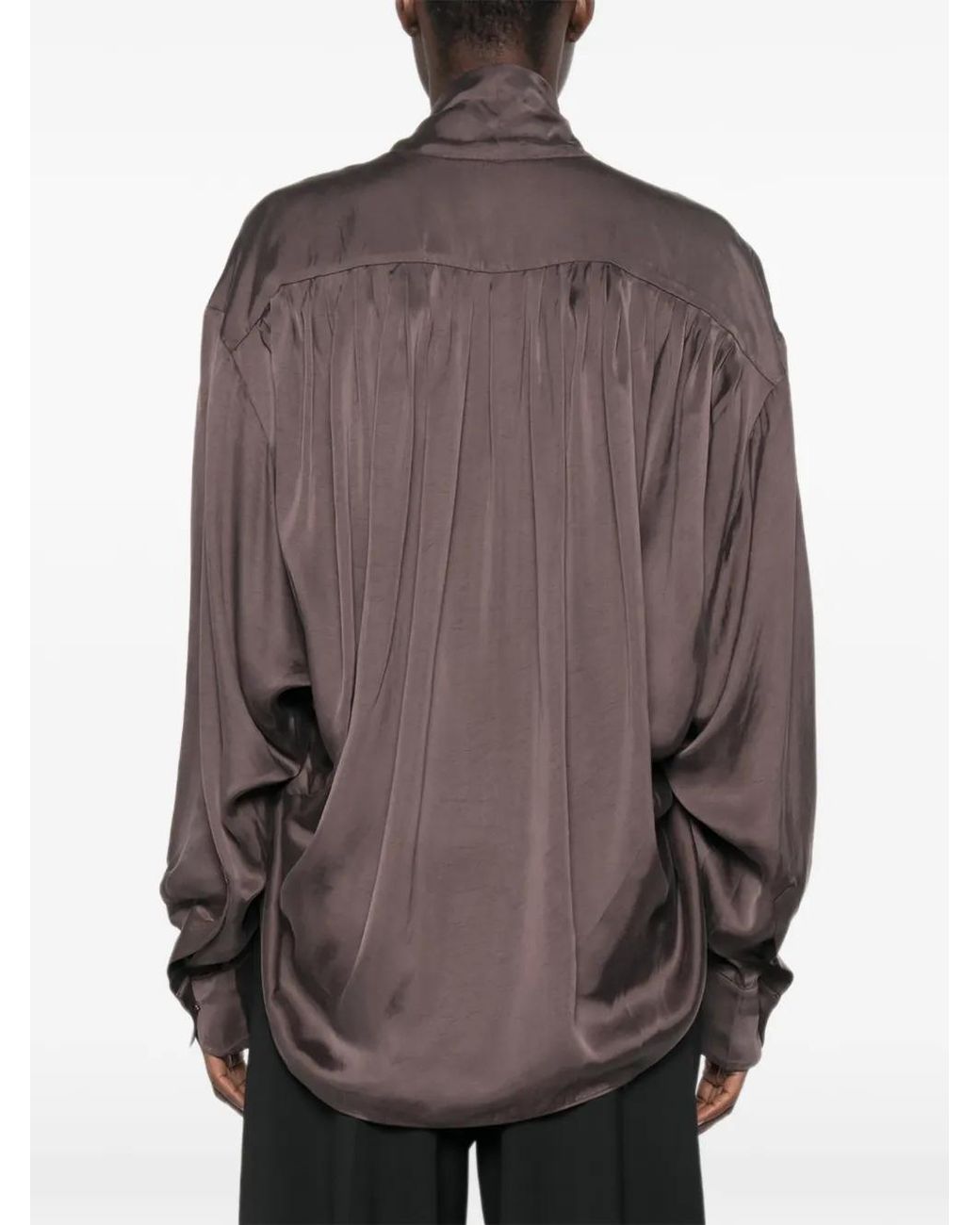 ANDAMANE Brown Mathilda Gathered Blouse
