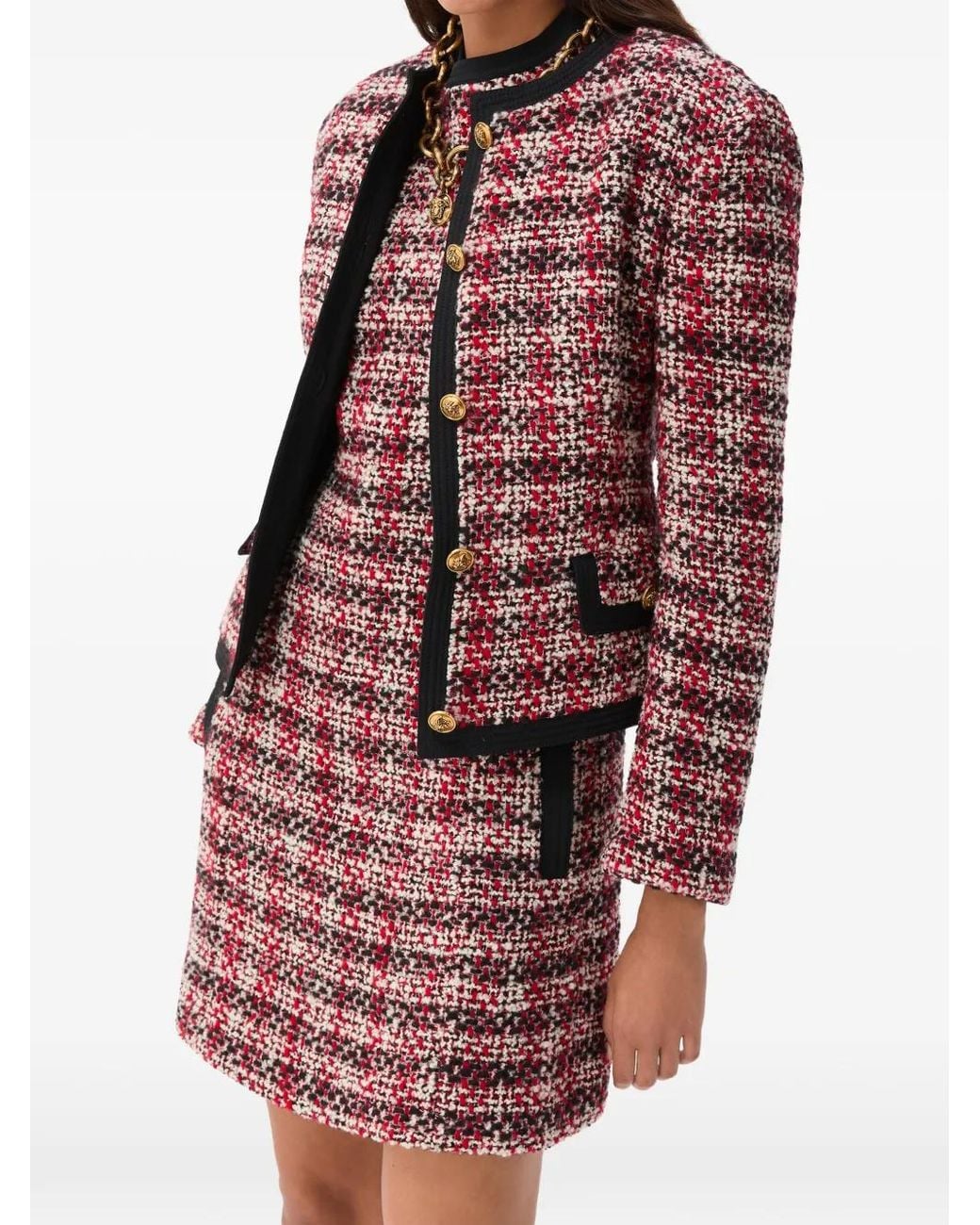 Versace Red Tweed Cardigan Jacket