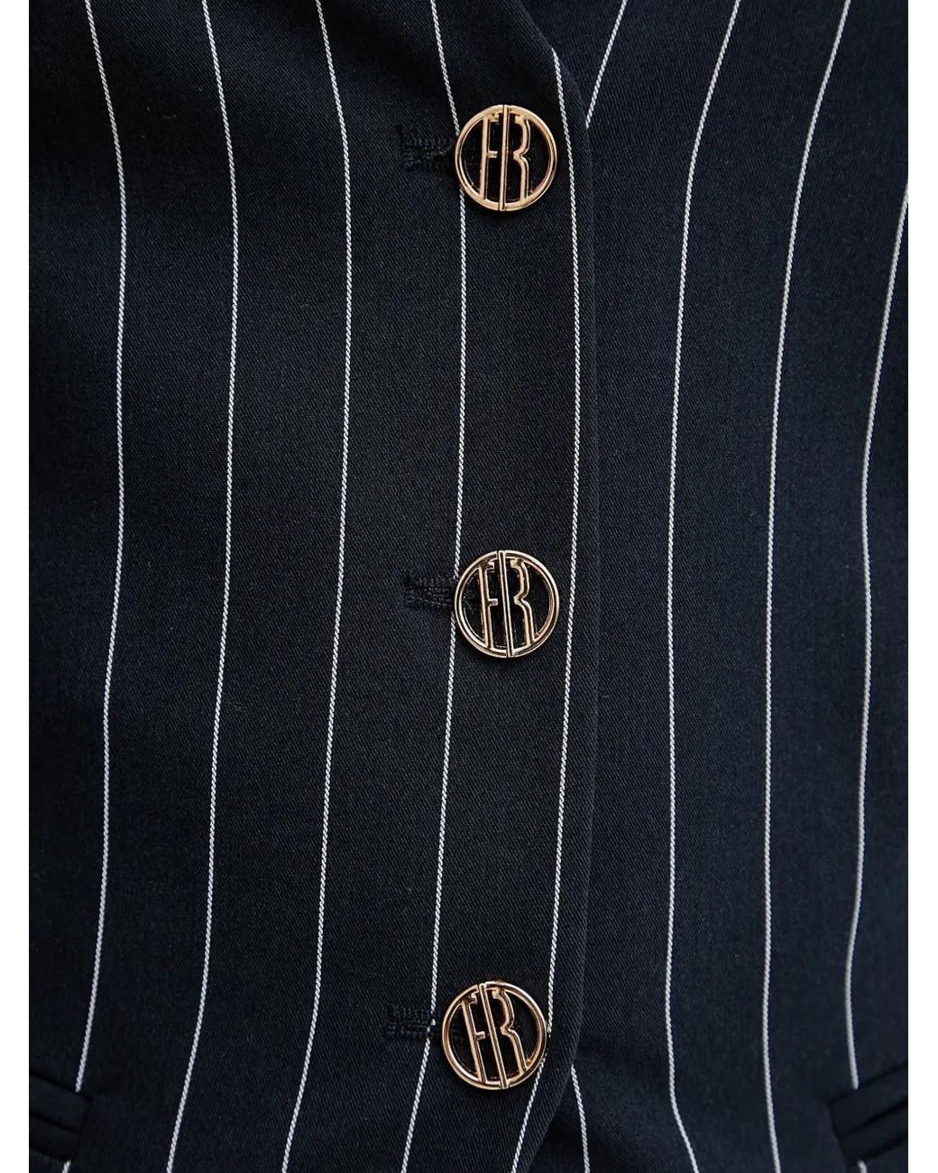 Fracomina Blue Pinstripe Buttoned Halter Top