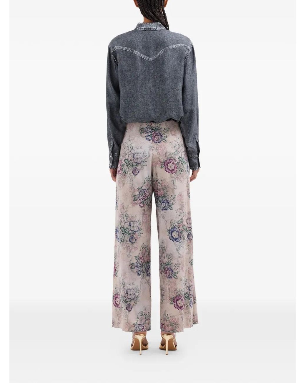 Pierre Louis Mascia White Adanastr Floral Wide-Leg Trousers