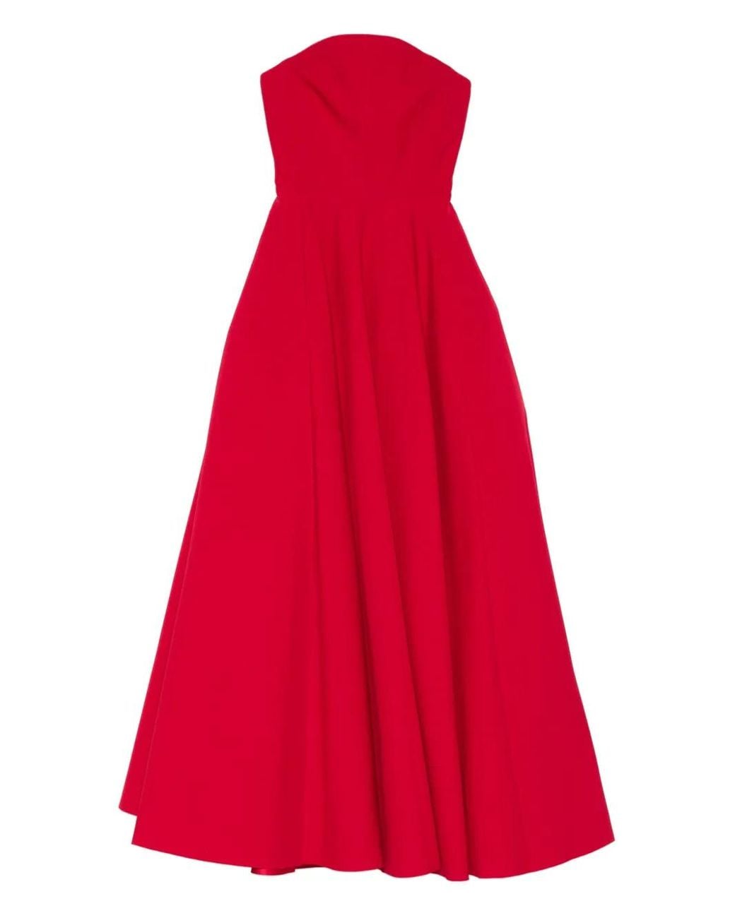 Solace London Red Mathilde Strapless Crepe Gown