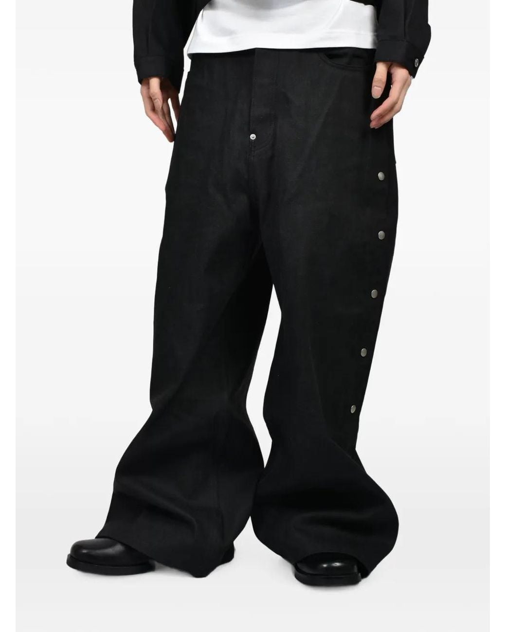 Rivet & Hide Black Side-Snap Baggy Jeans for men