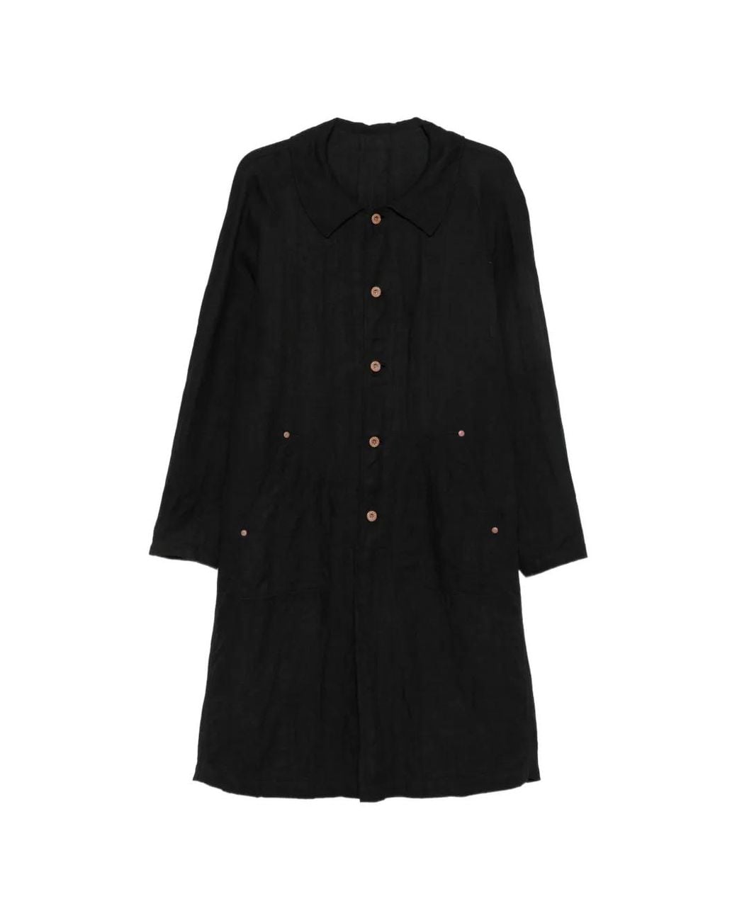 LOÏS DIONISIO Black Button-Fastening Long-Sleeve Coat for men