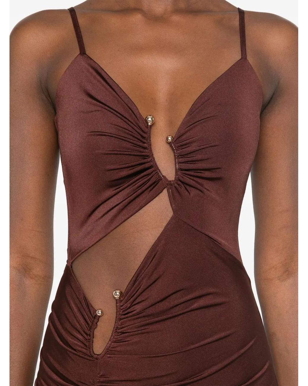 Nissa Purple Cut-Out Midi Dress