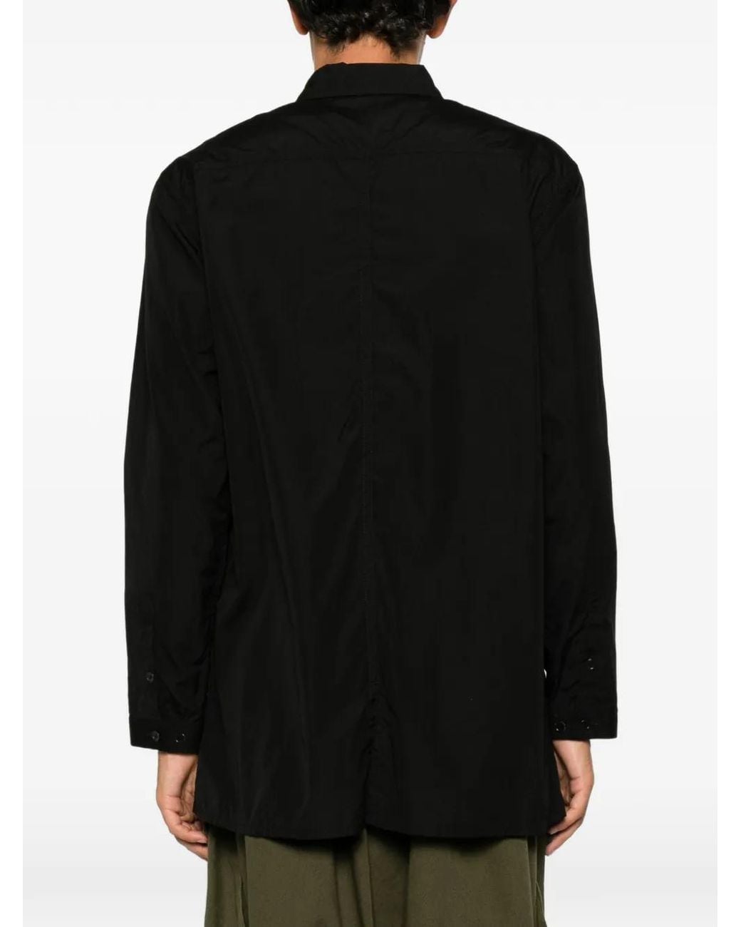 Yohji Yamamoto Black Zip-Fastening Flap-Pocket Shirt for men