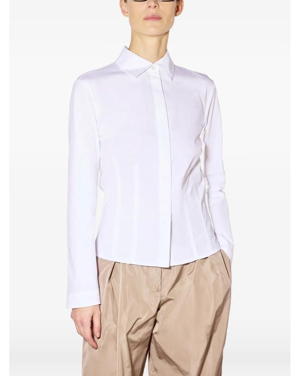Liviana Conti White Fitted Long-Sleeve Shirt