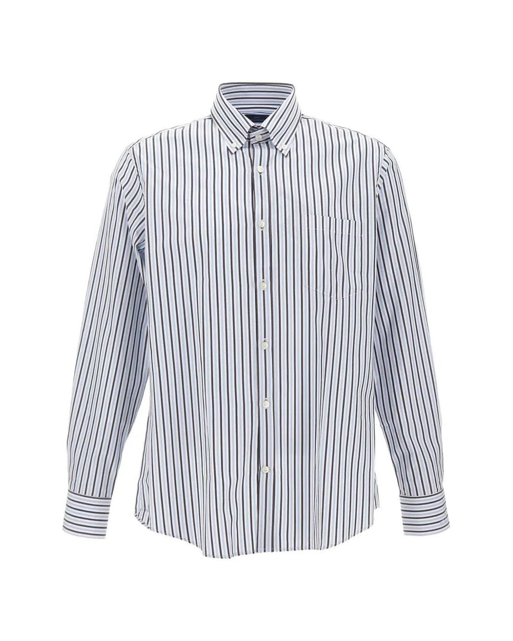 Paul & Shark Blue Striped Button-Down Shirt for men