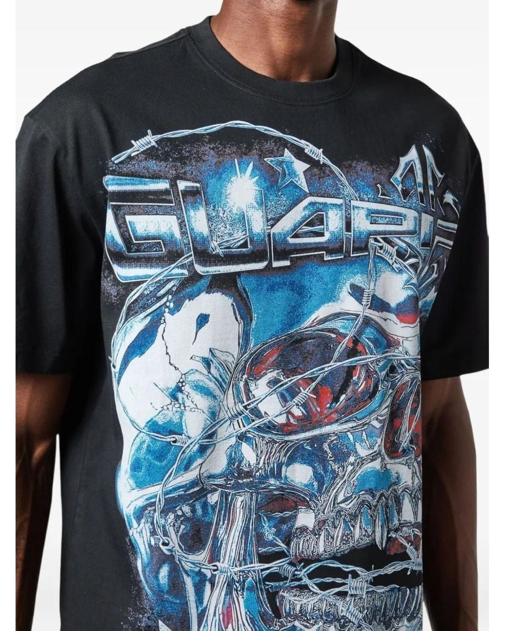GUAPI Chrome Skull Graphic T-Shirt in Blue for Men | Lyst