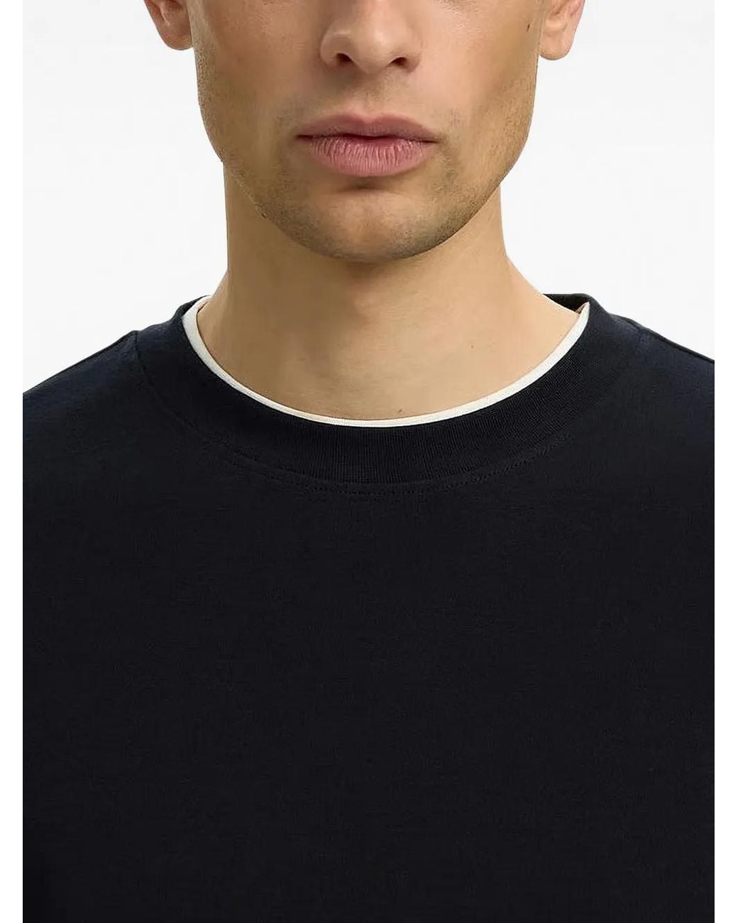 SELECTED Black Short-Sleeve Cotton T-Shirt for men