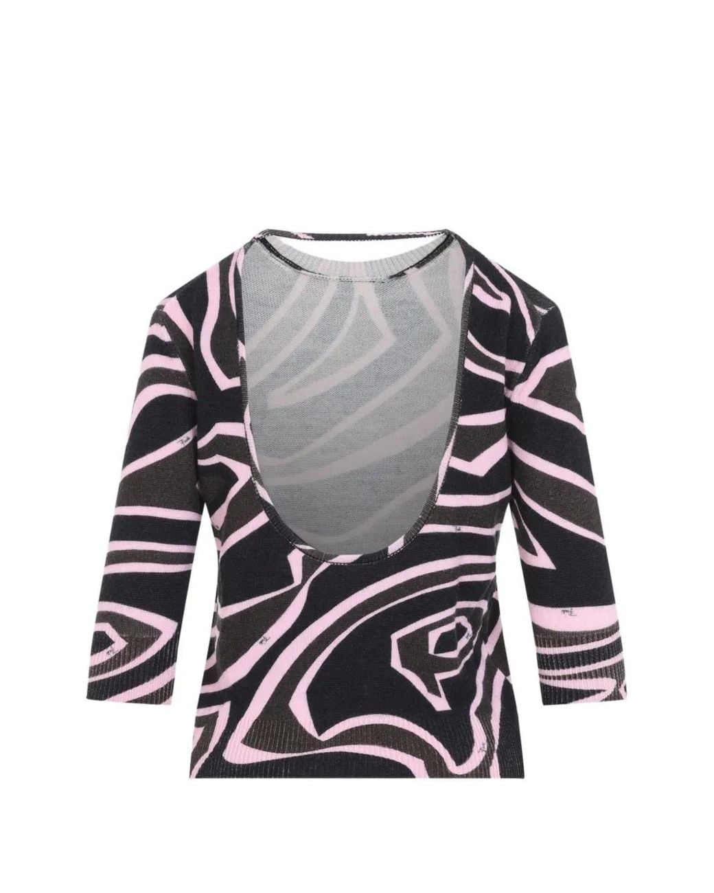 Emilio Pucci Black Iride-Print Backless Sweater