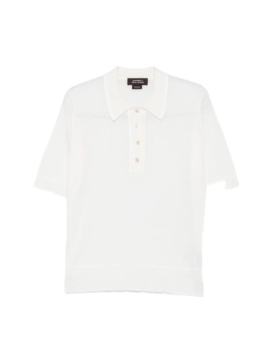 Wales Bonner White Blessings Lace-Knit Polo Shirt for men