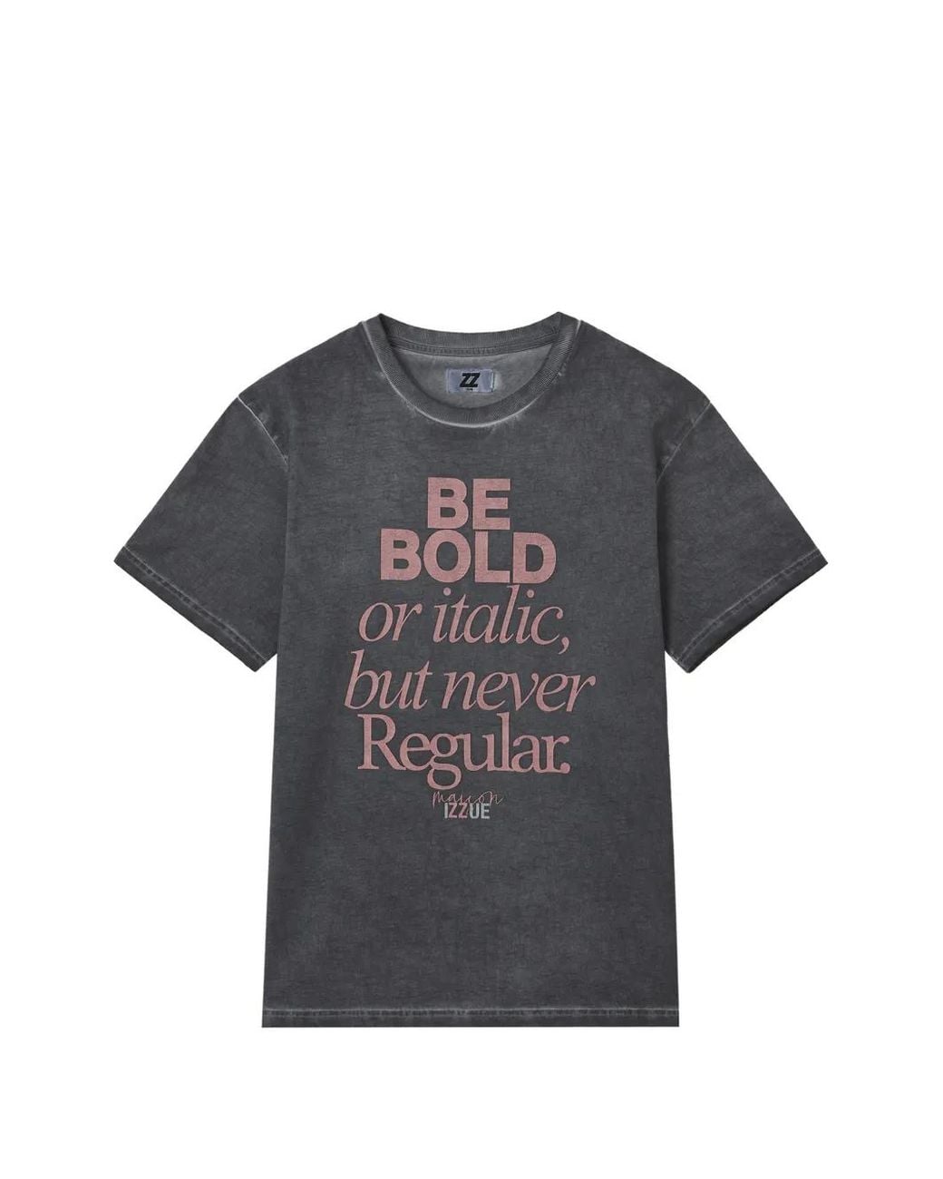 Izzue Gray Lettering-Print T-Shirt