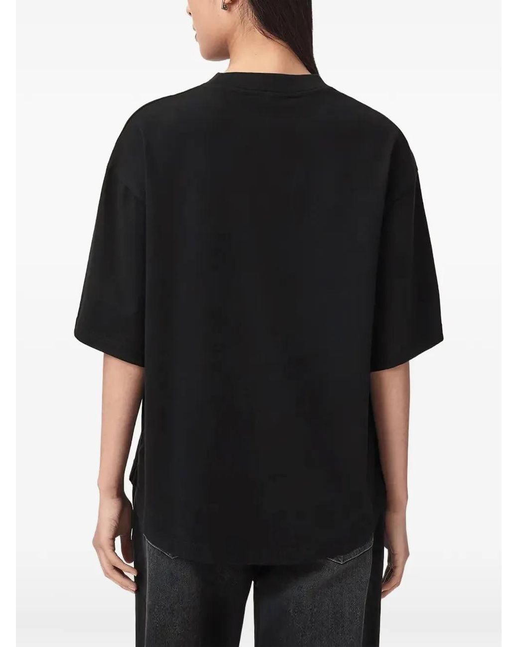 AllSaints Black Amelie Graphic-Print Oversized T-Shirt