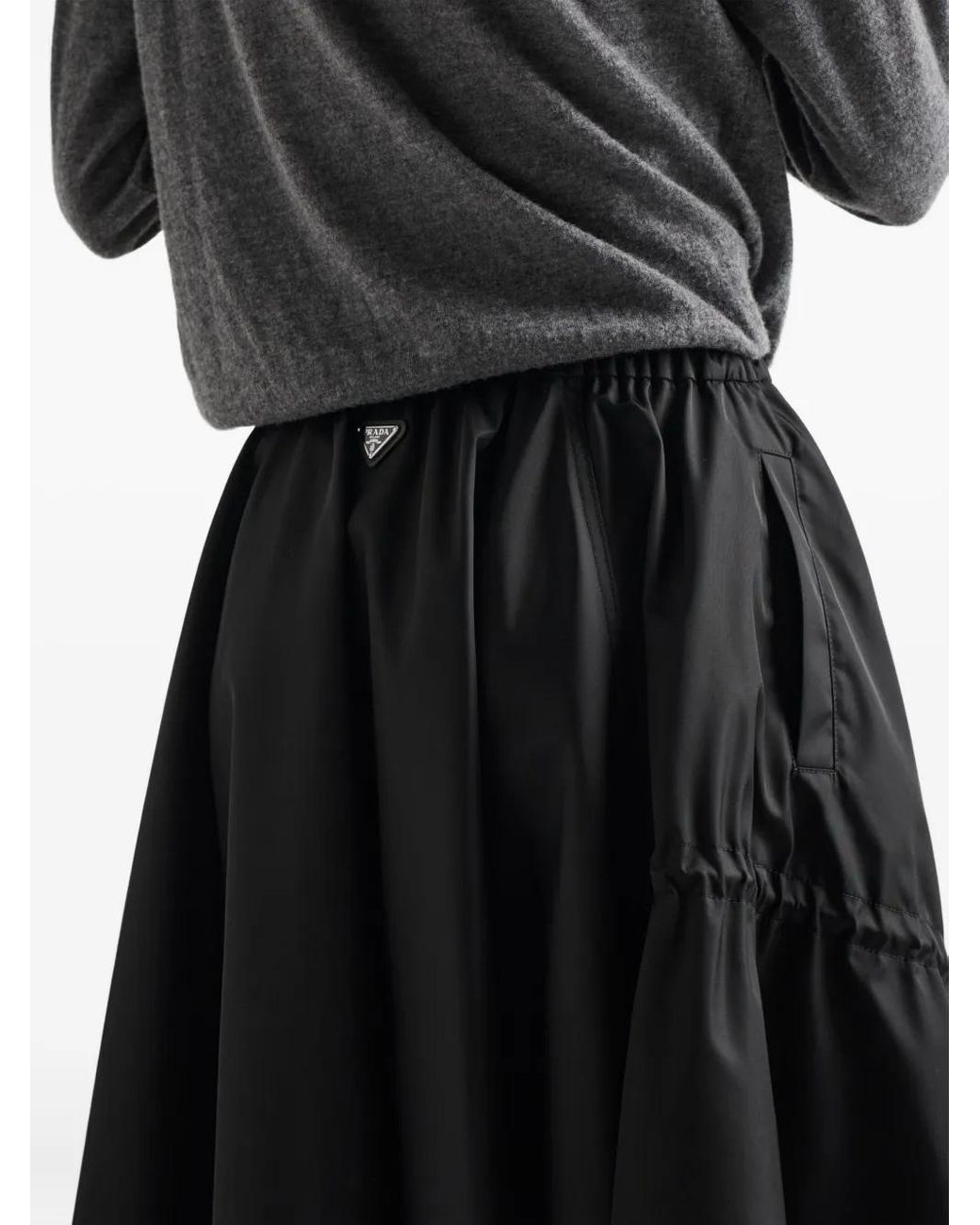 Prada Midi-Rok Met Opgestikte Zak En Trekkoord in het Black