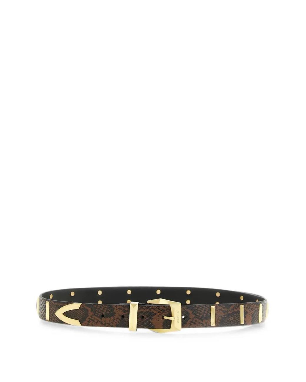 Pinko White Python-Print Leather Belt With Studs, 3 Cm