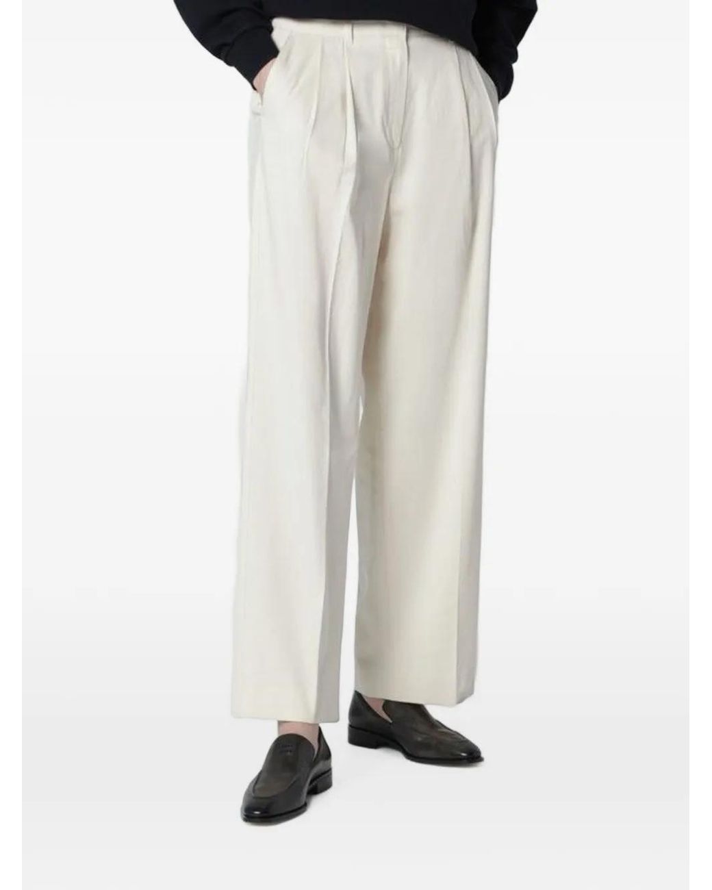DUNST White Double-Pleat Cotton Trousers