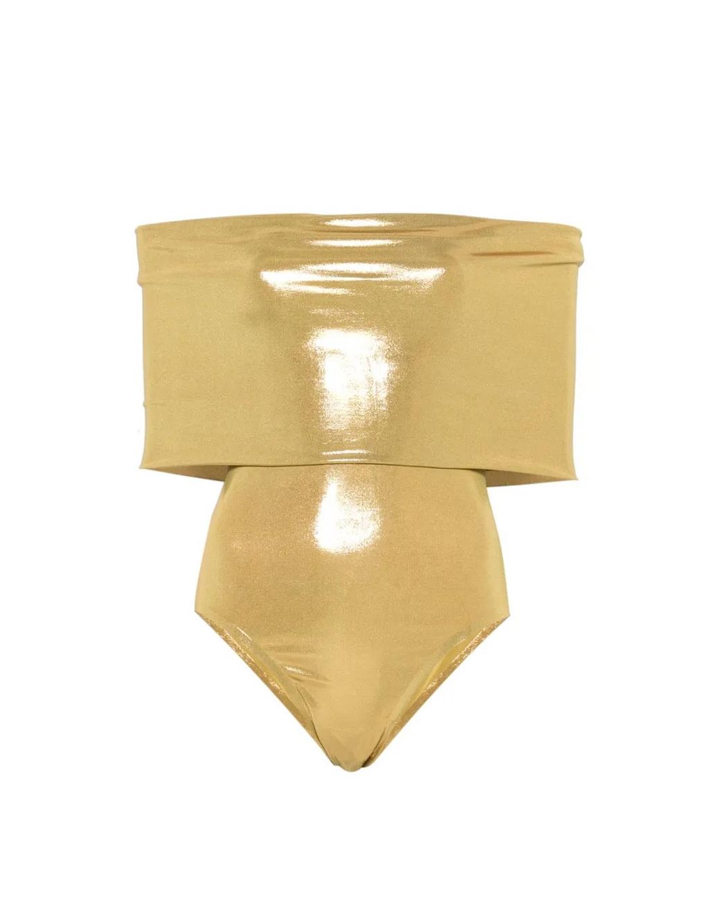 Norma Kamali Metallic Off-Shoulder Bodysuit