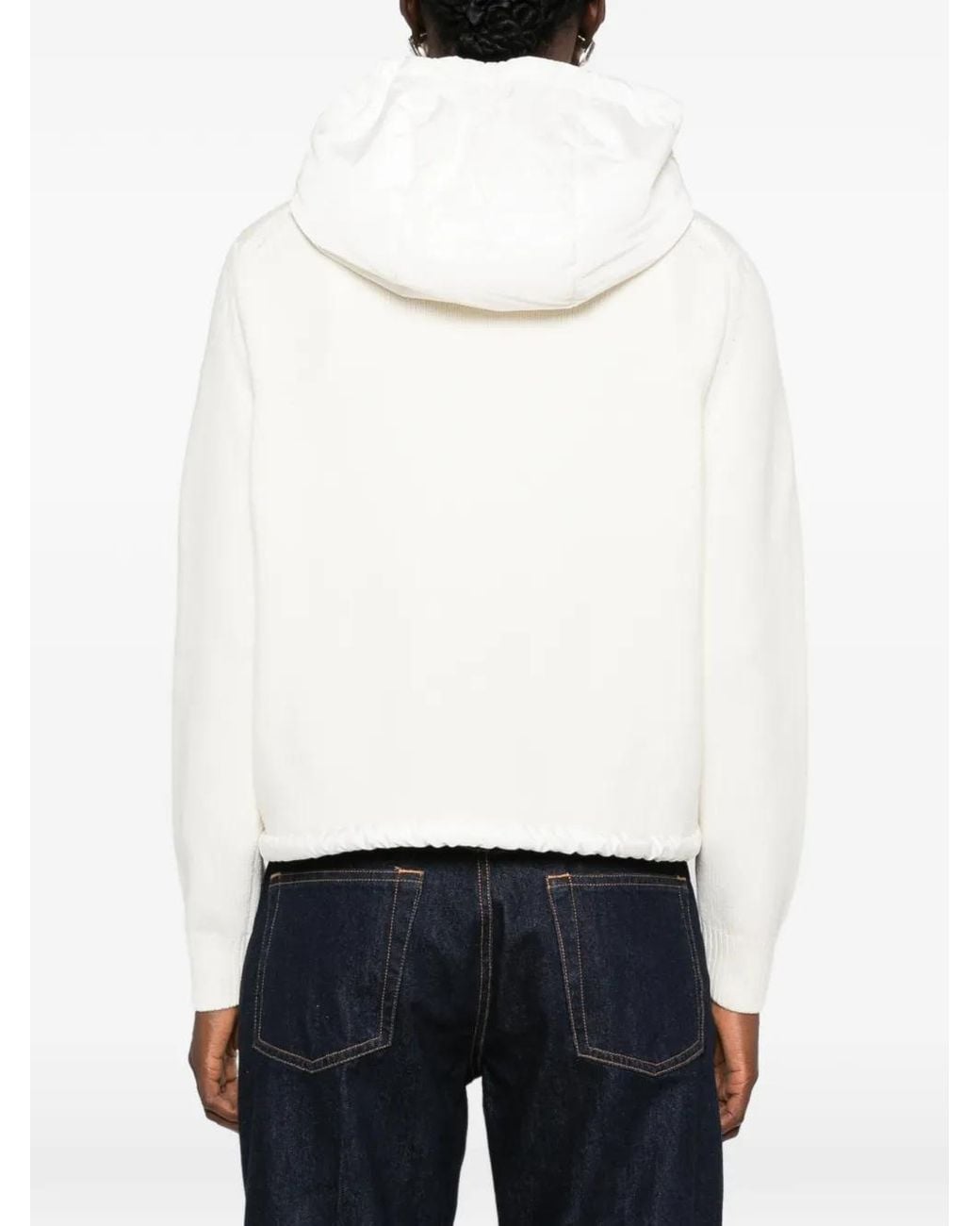 Moncler White Faux-Fur Panelled Hoodie