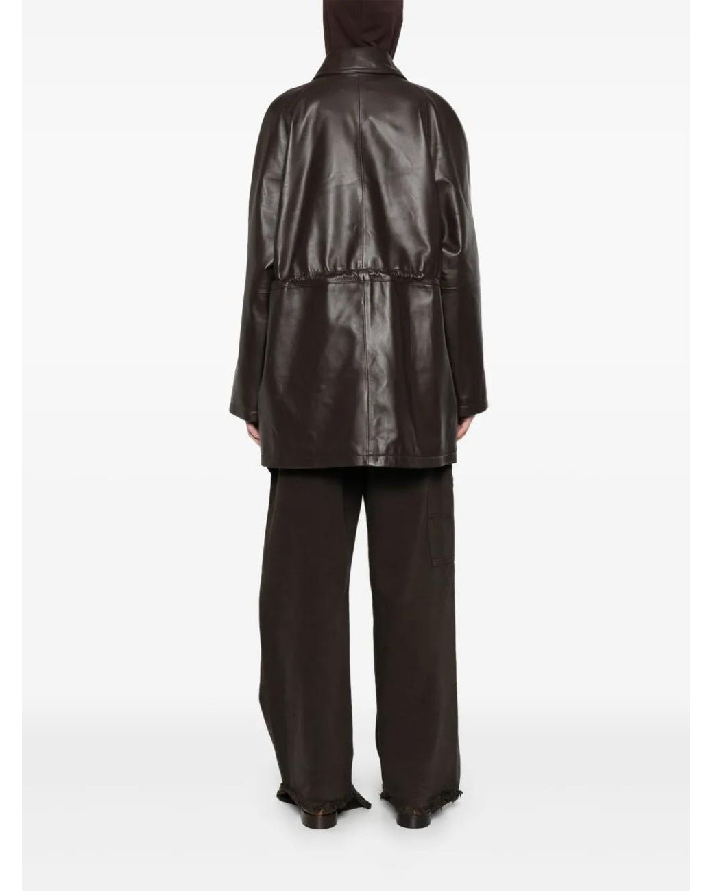 Cordera Gray Collared Leather Coat