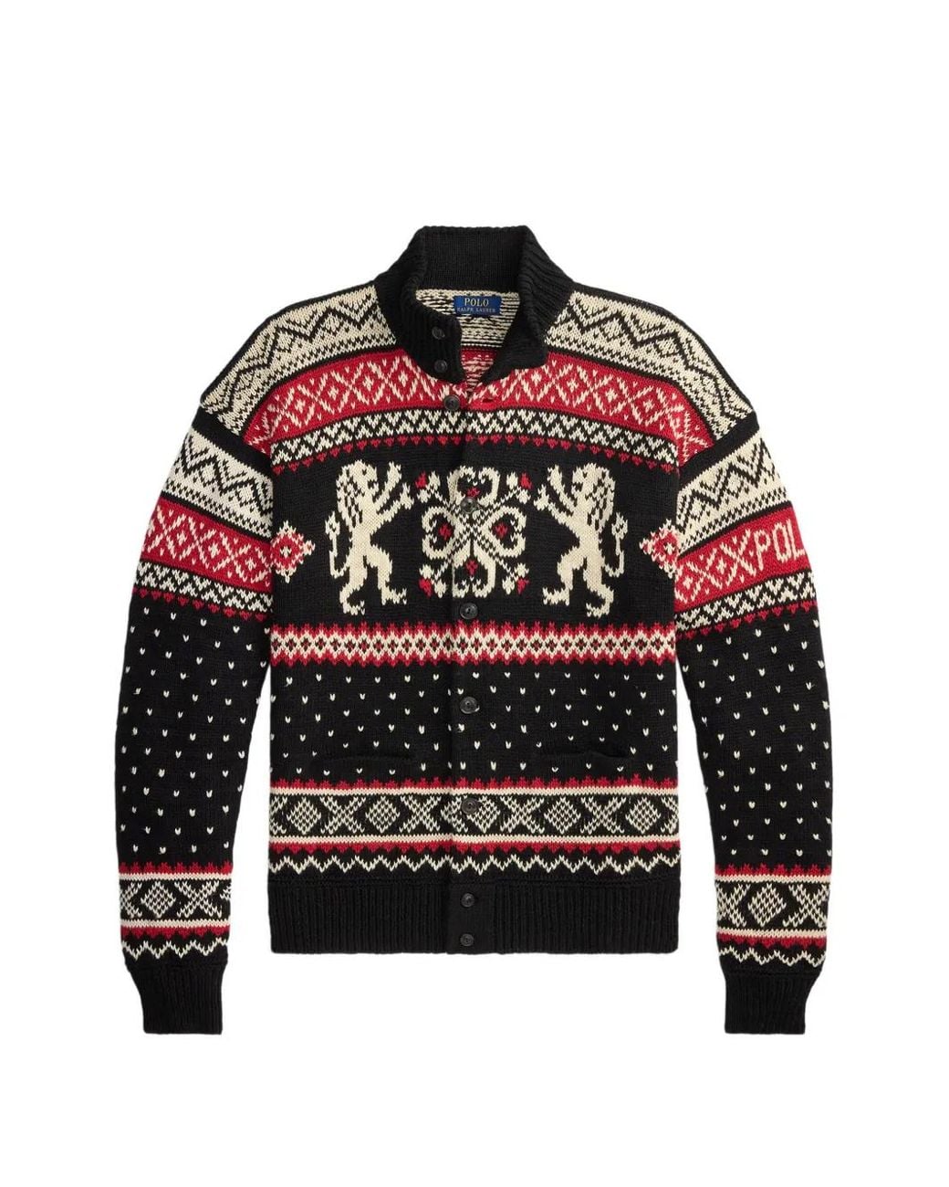 Polo Ralph Lauren Red Cardigan En Maille Fair Isle Intarsia for men