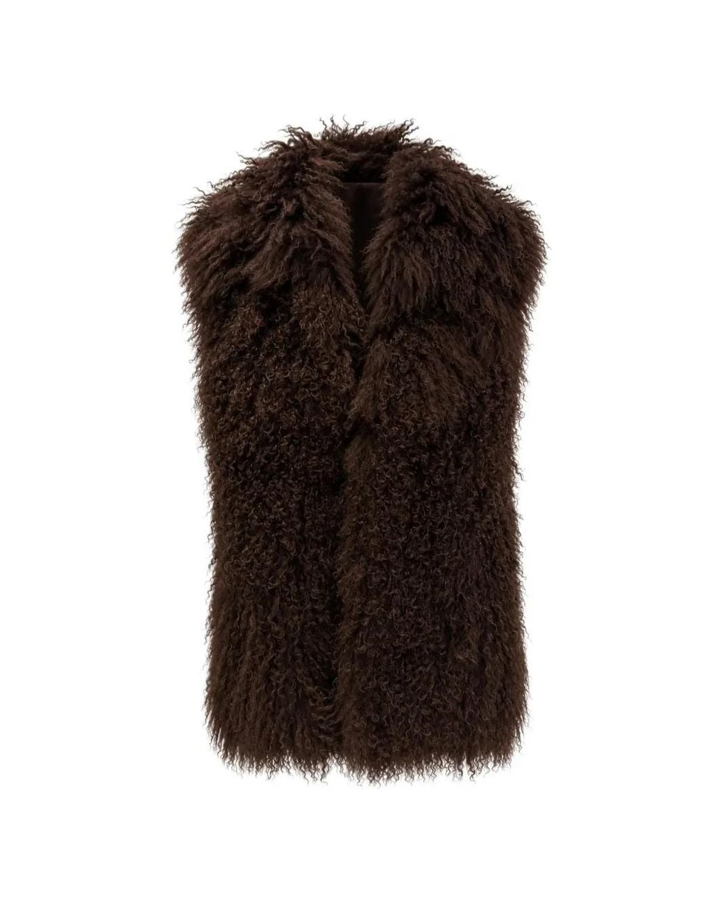 Yves Salomon Black Sleeveless Shearling Gilet