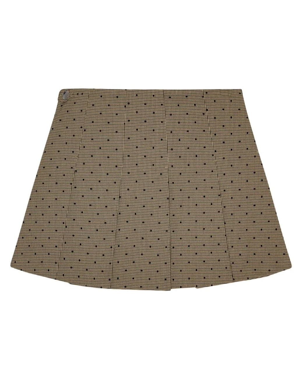 Ganni Natural Check-Print Mini Skirt