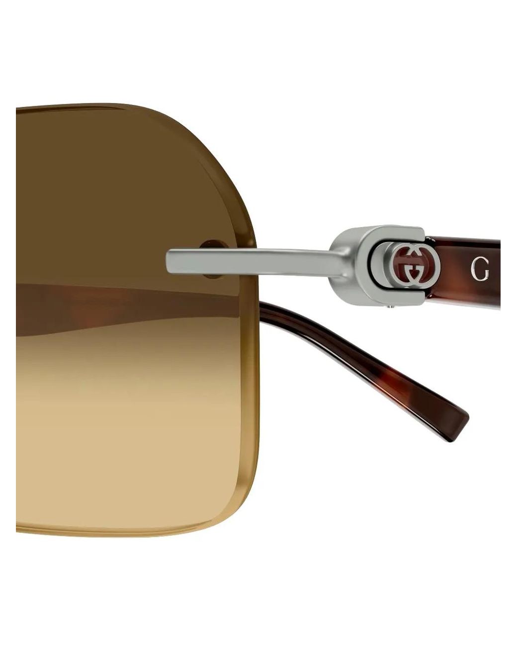 Gucci Metallic Rimless Rectangle-Frame Sunglasses for men