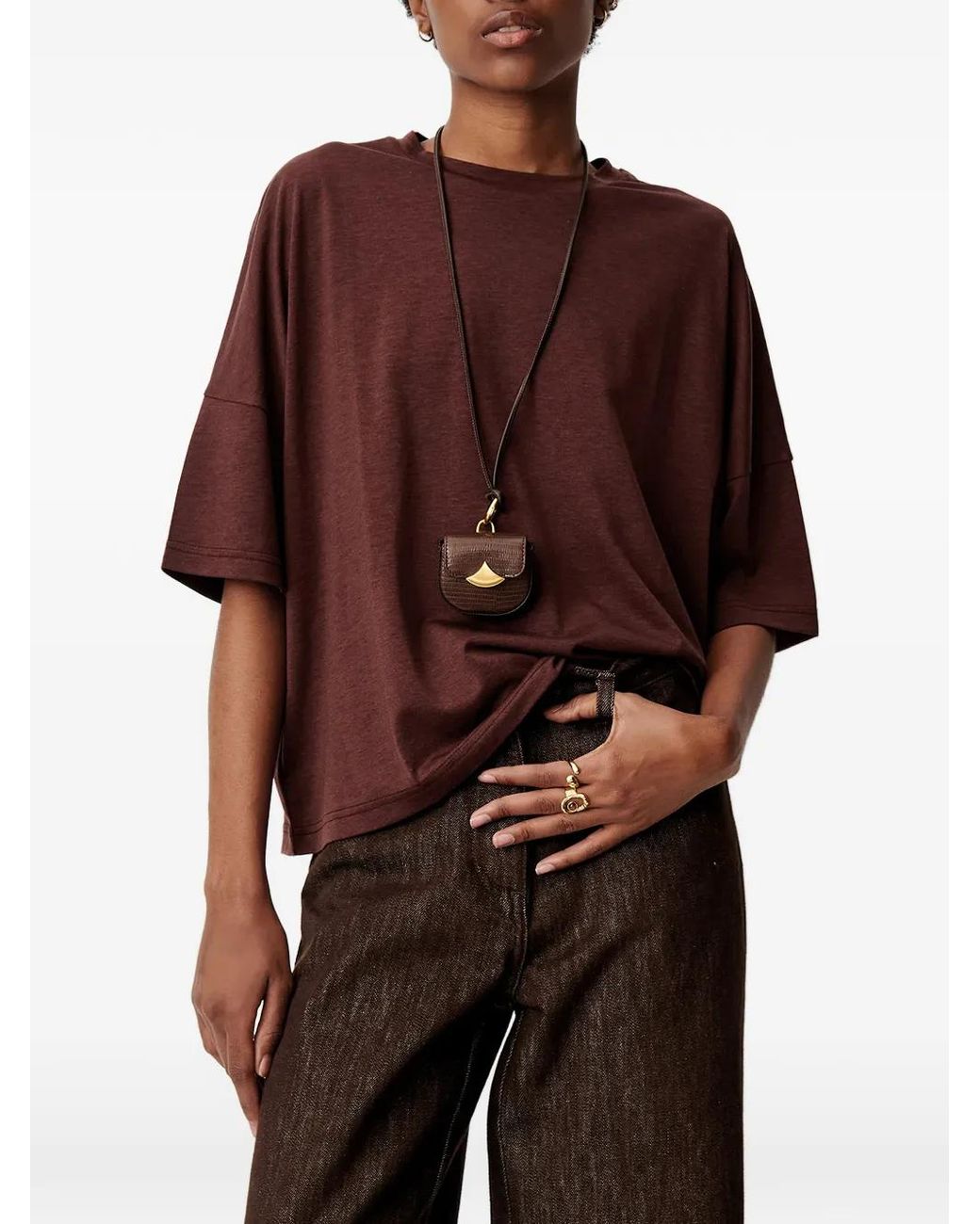 Sessun Purple Dorel Dropped-Shoulder Crew-Neck T-Shirt