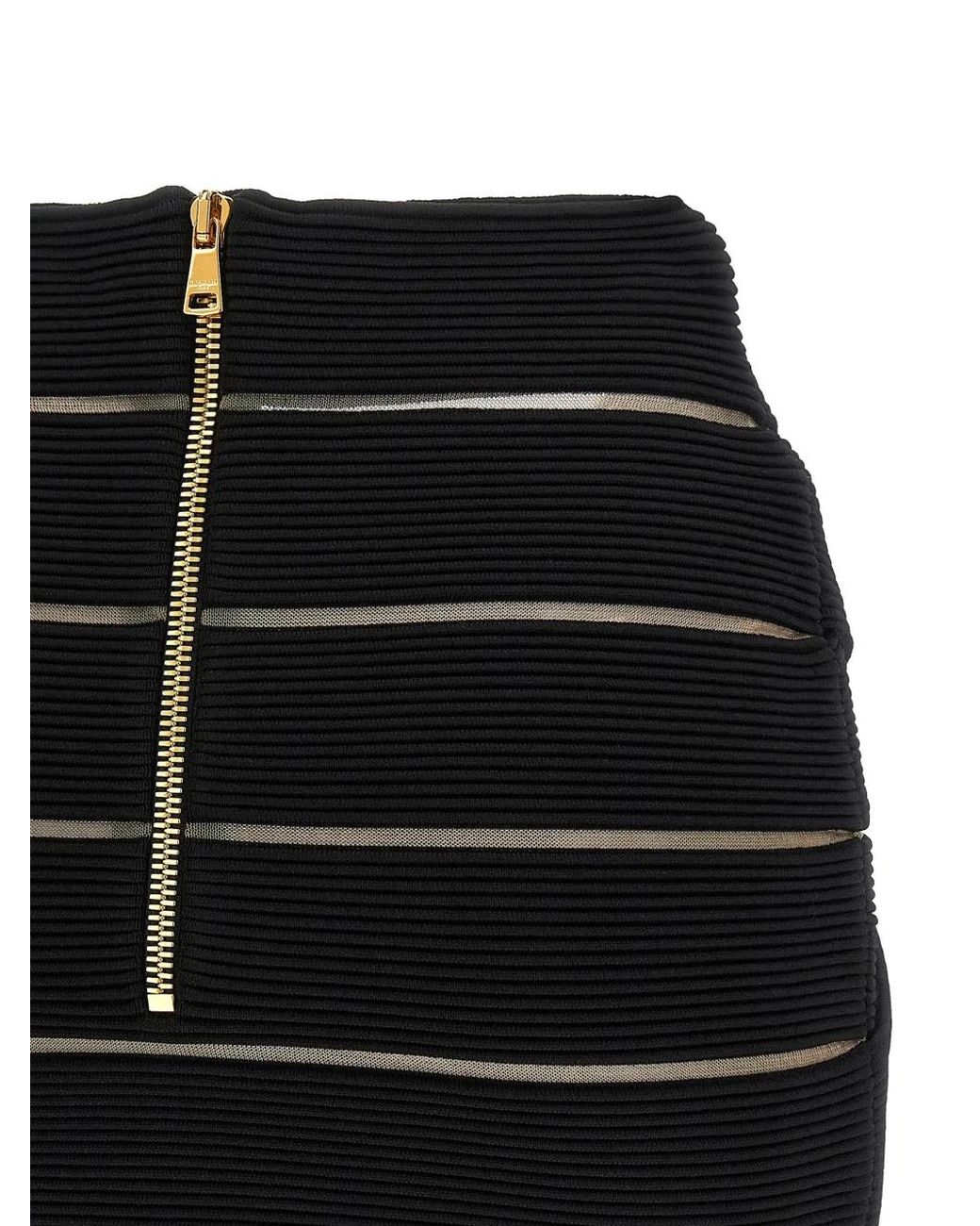 Balmain Black V-Waist Zip-Fastening Mini Skirt