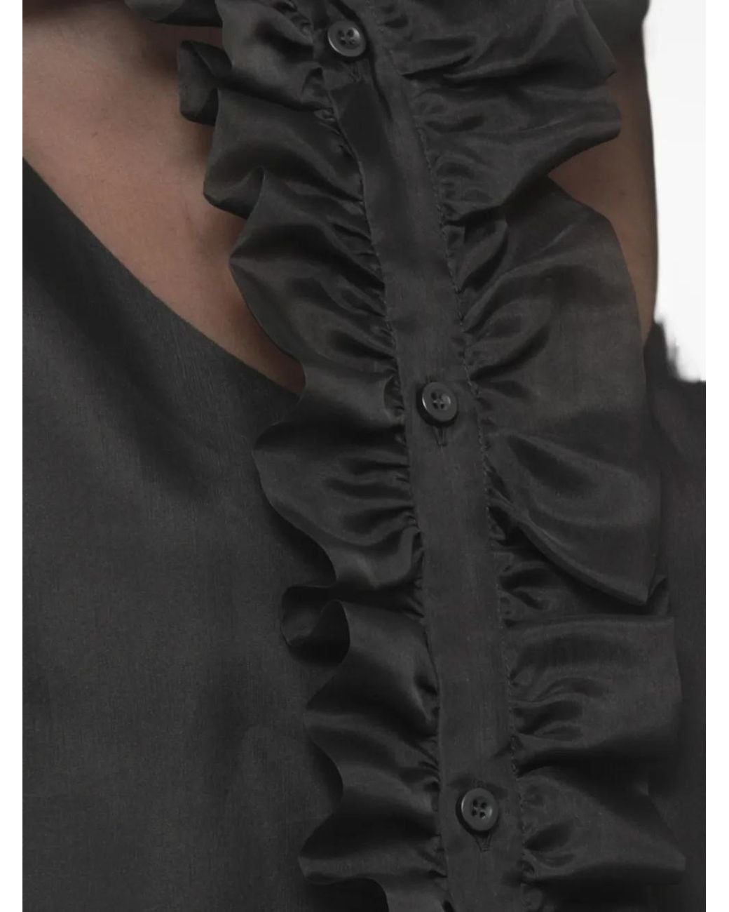 D.exterior Gray Ruffled Silk Shirt