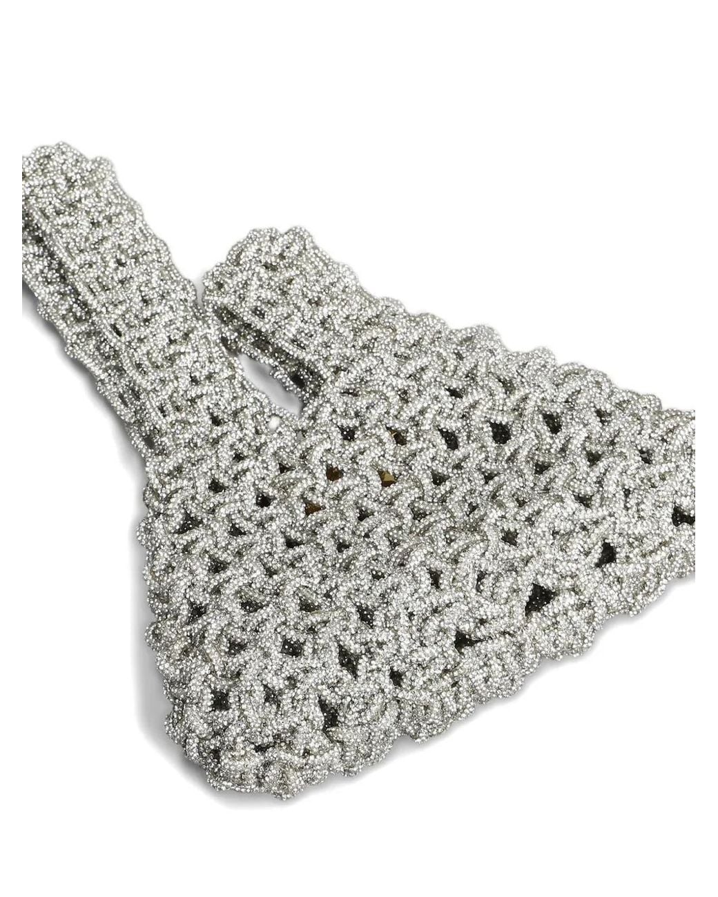 HIBOURAMA White Crystal-Embellished Clutch Bag
