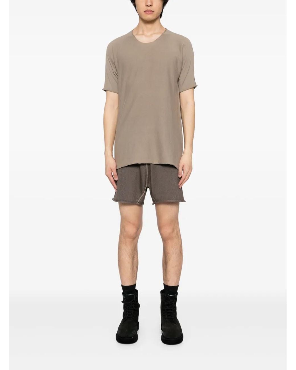 Label Under Construction Brown Cotton Shorts for men
