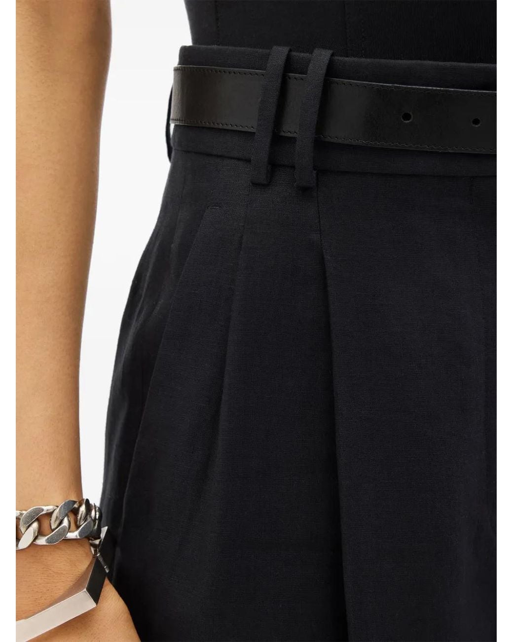 Another Tomorrow Blue Pleated Wide-Leg Trousers