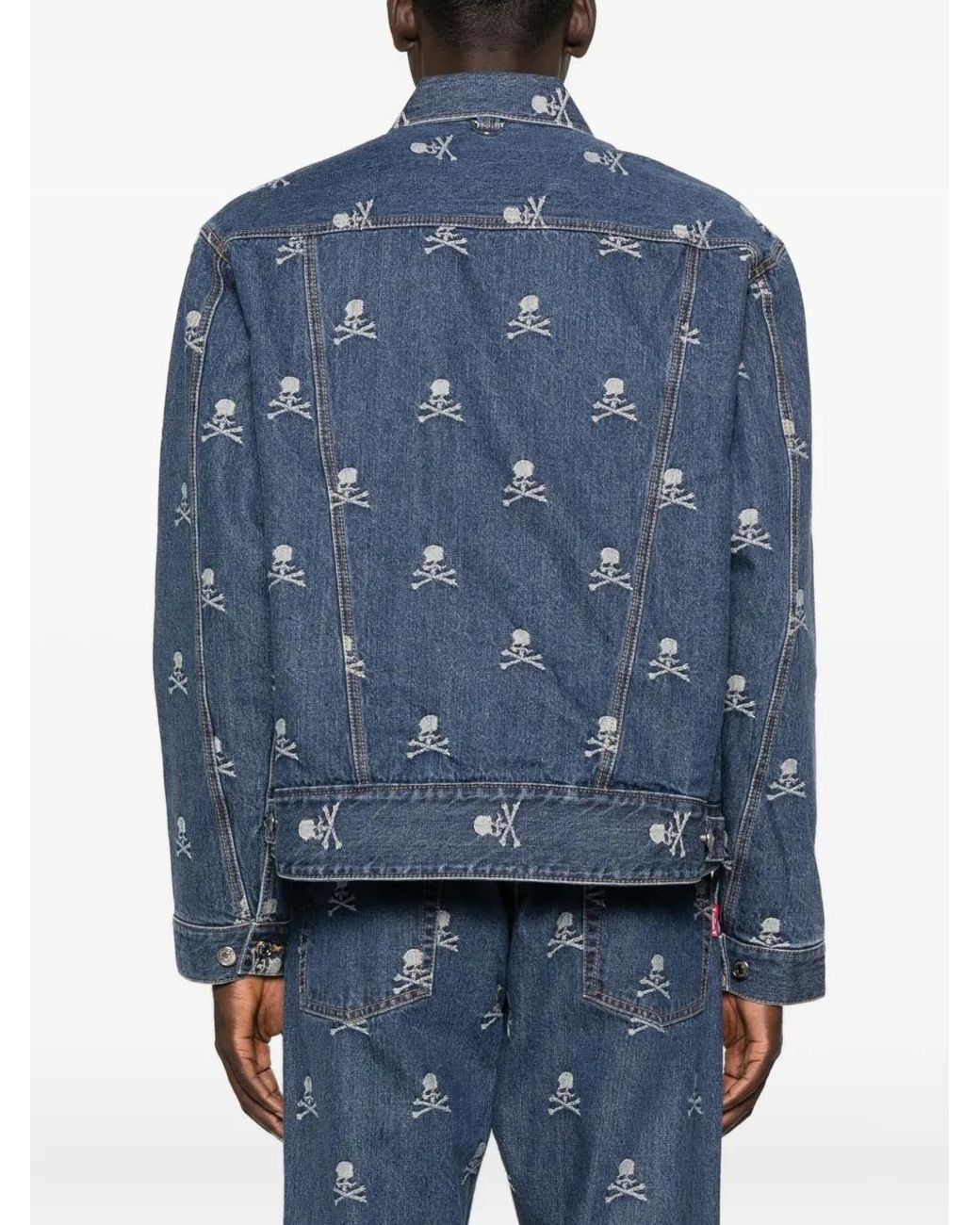 Mastermind Japan Blue Skull-Crossbones Denim Jacket for men