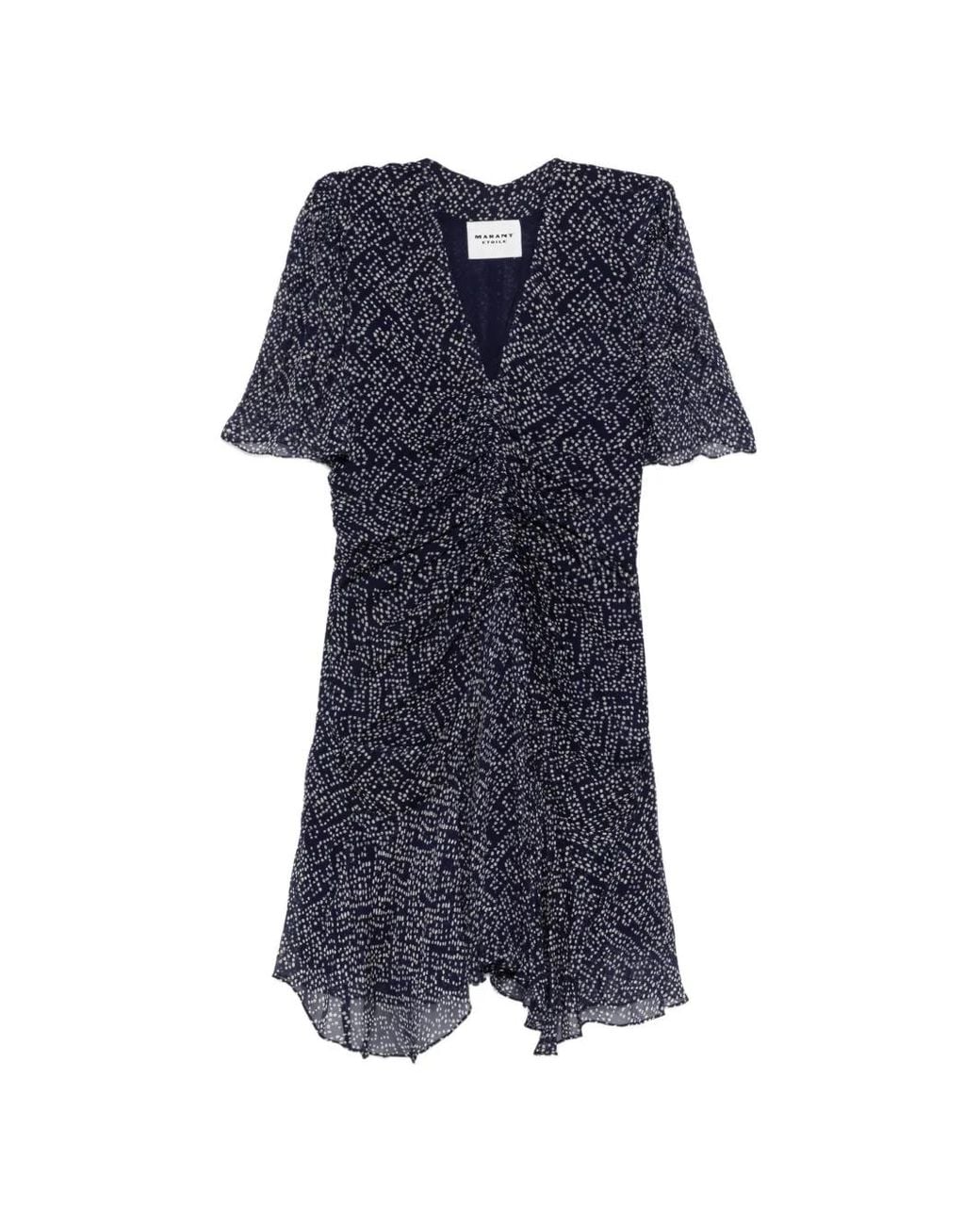 Isabel Marant Blue Vivienne Printed V-Neck Mini Dress
