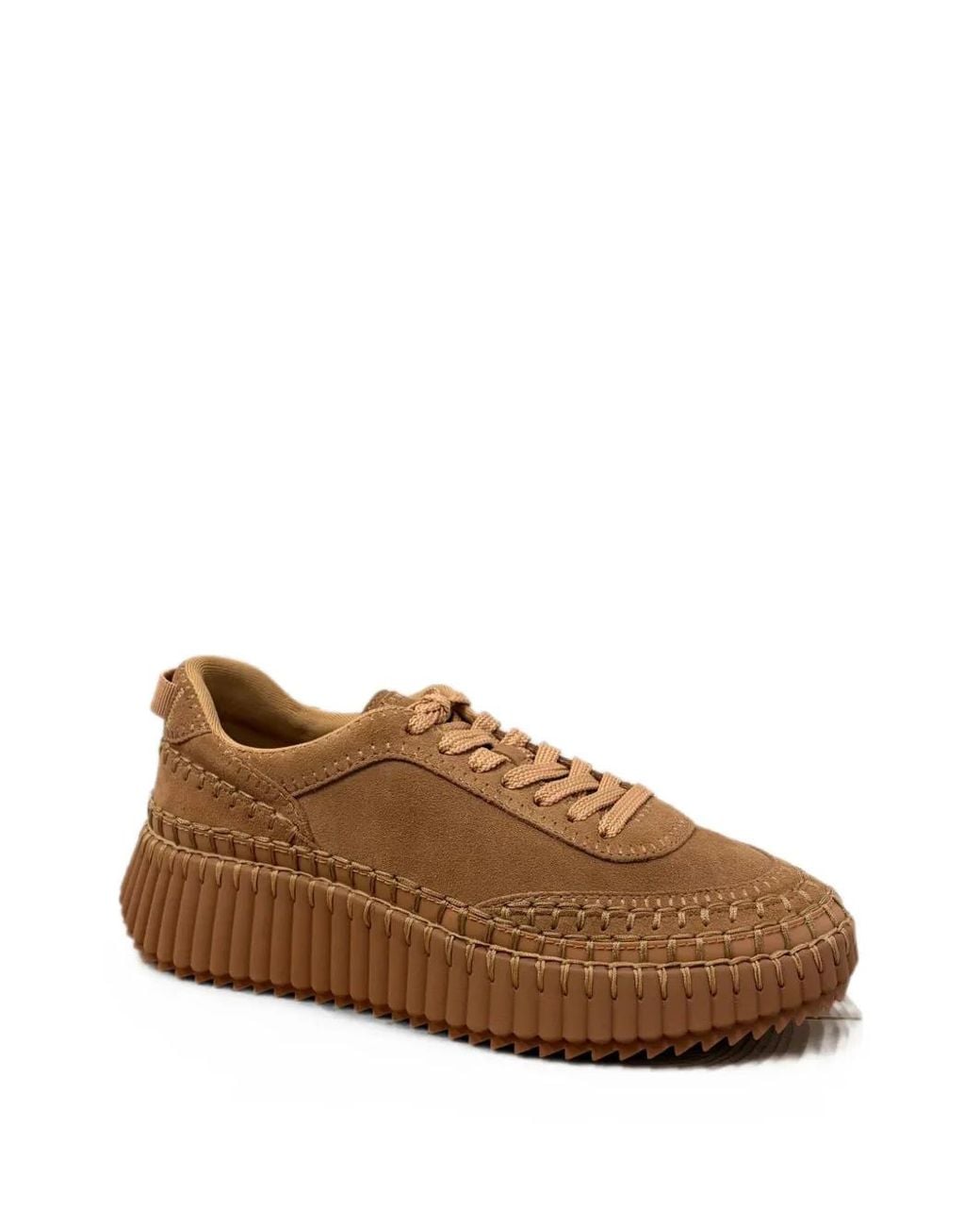 Chloé Brown Nama Whipstitch-Trim Sneakers