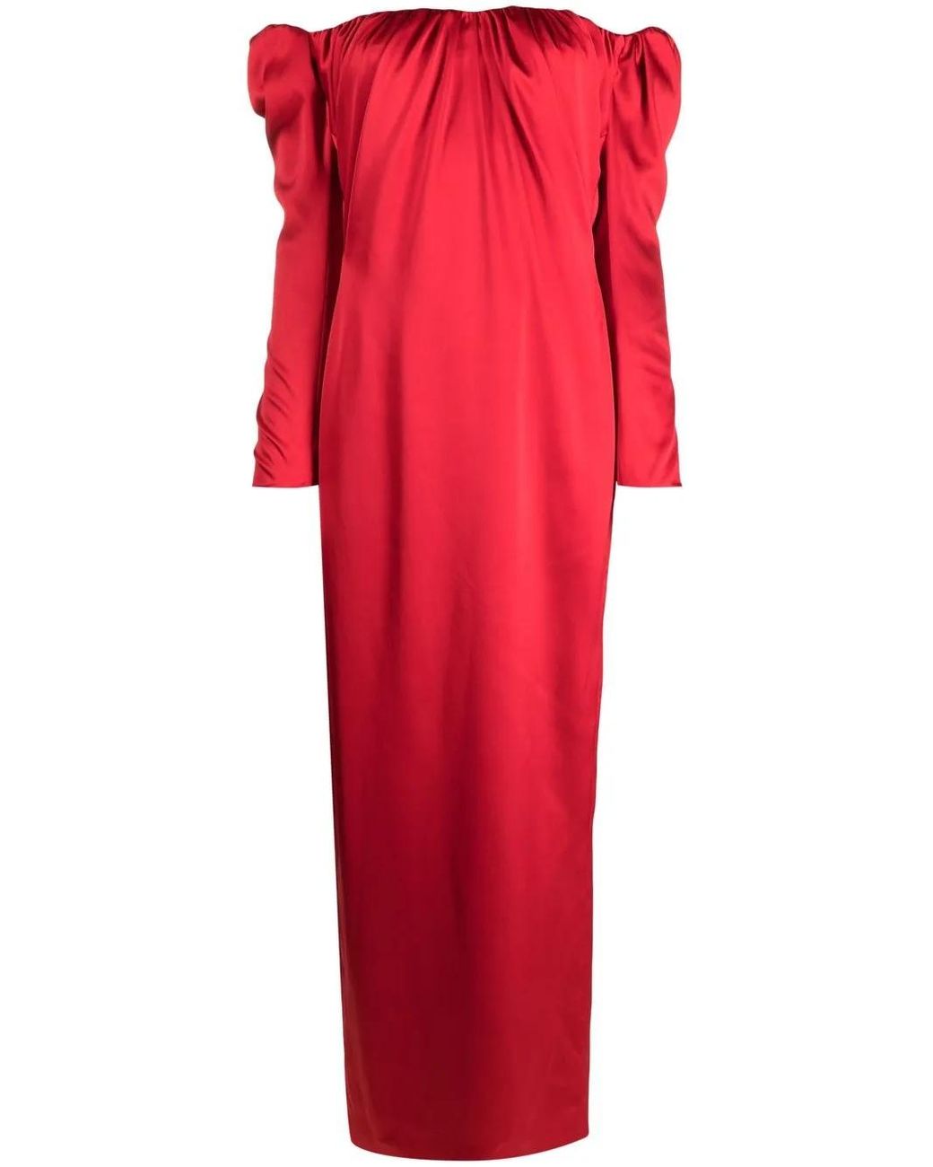 V:PM ATELIER Red Off-Shoulder Long-Sleeved Dress