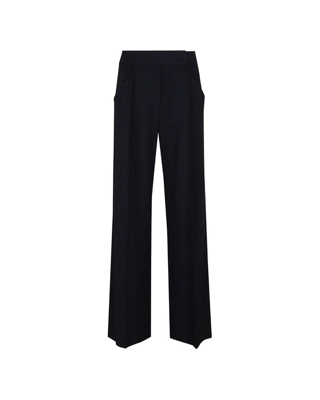 Veronica Beard Black Marbeau Pleated Wide-Leg Trousers