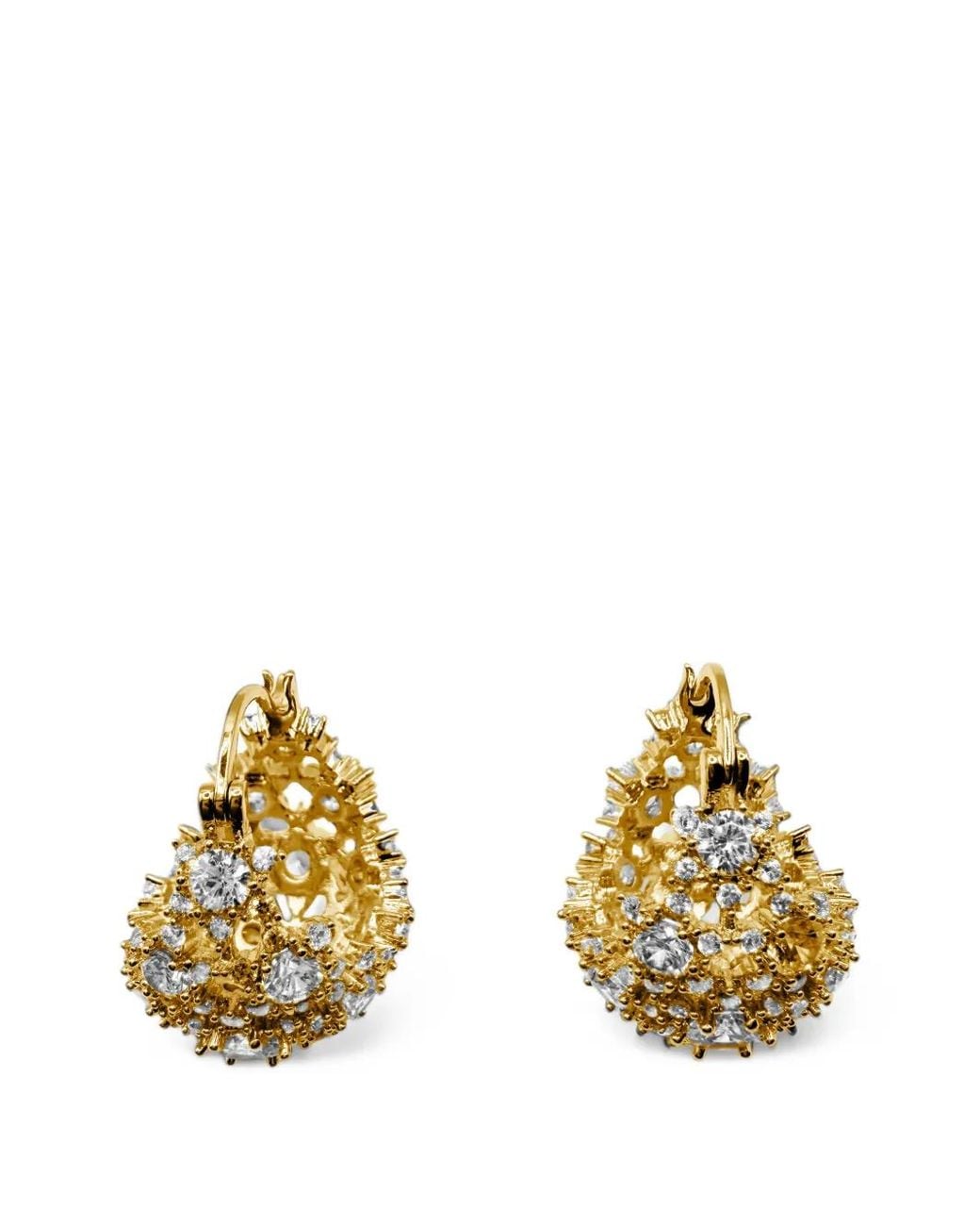 Hzmer Jewelry Metallic Dyuti Crystal-Embellished Hoop Earrings