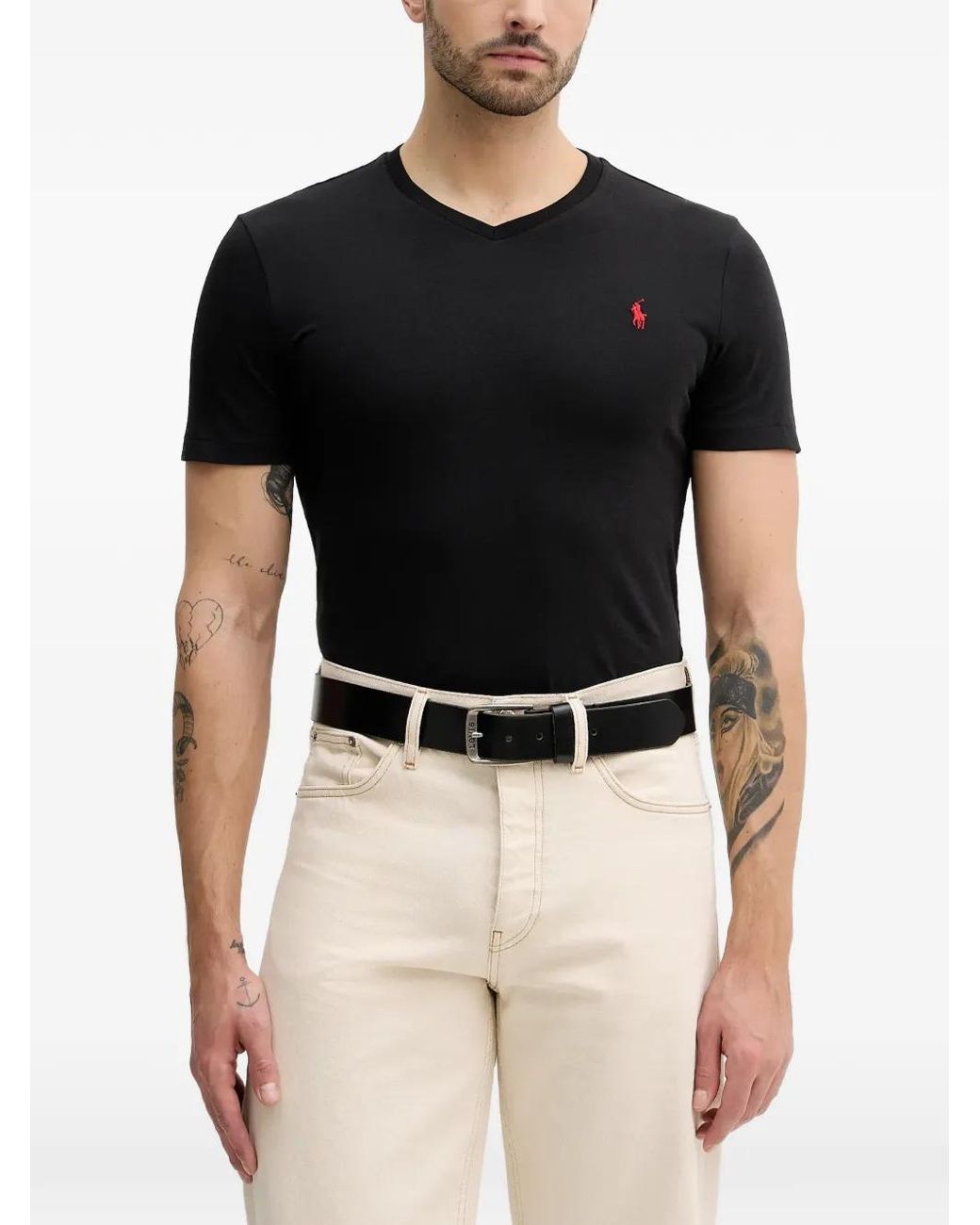 Polo Ralph Lauren Black V-Neck Logo T-Shirt for men