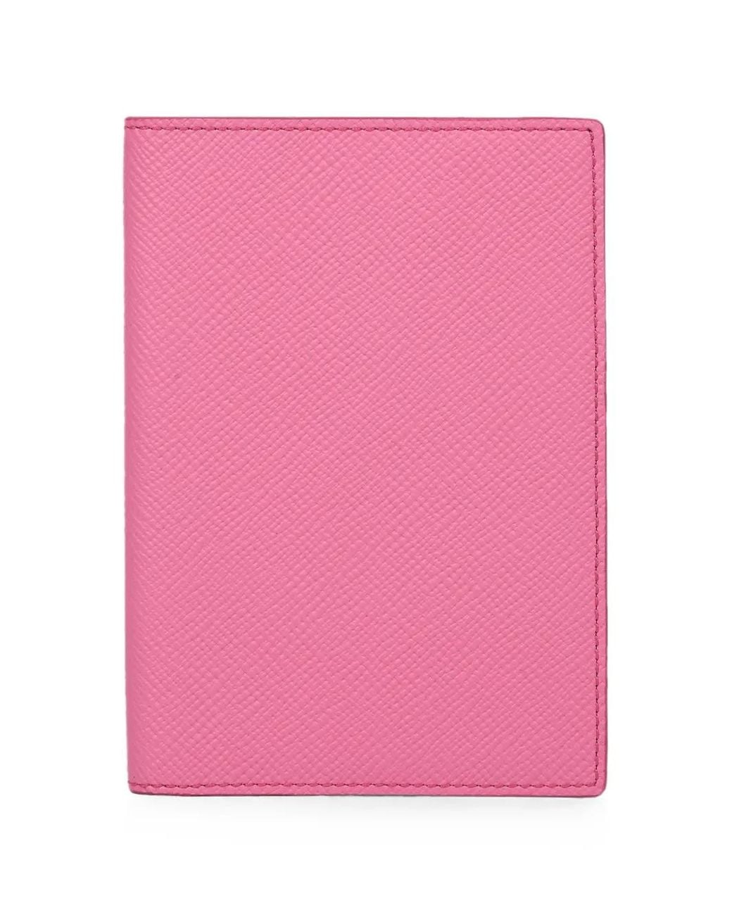 Smythson Pink Panama Cross-Grain Passport Cover