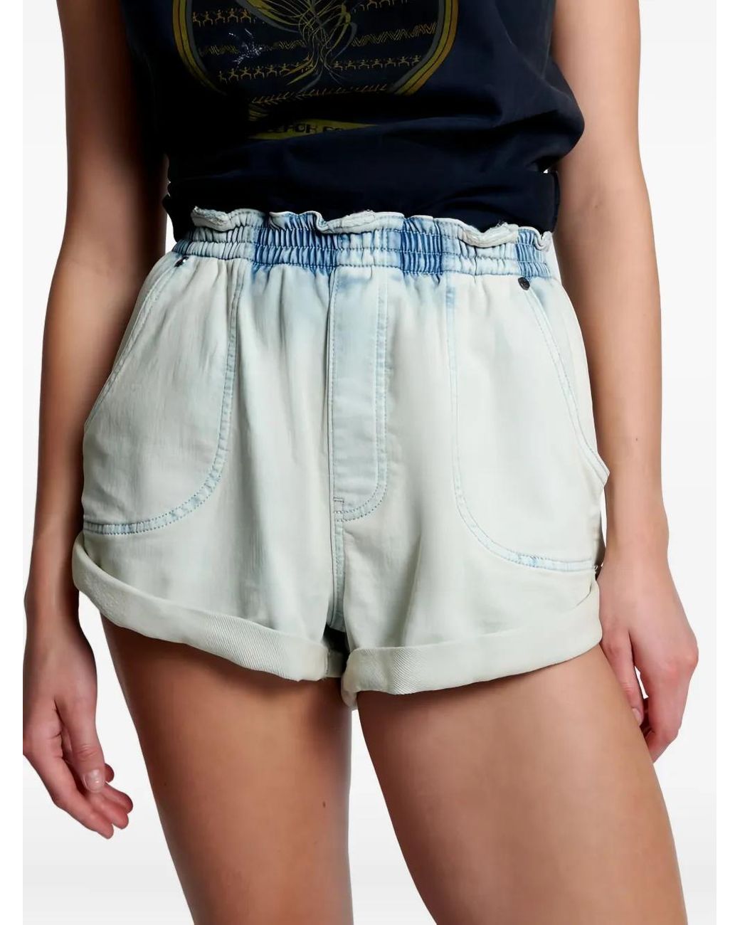 One Teaspoon Blue Hunters Elasticated Boyfriend Shorts