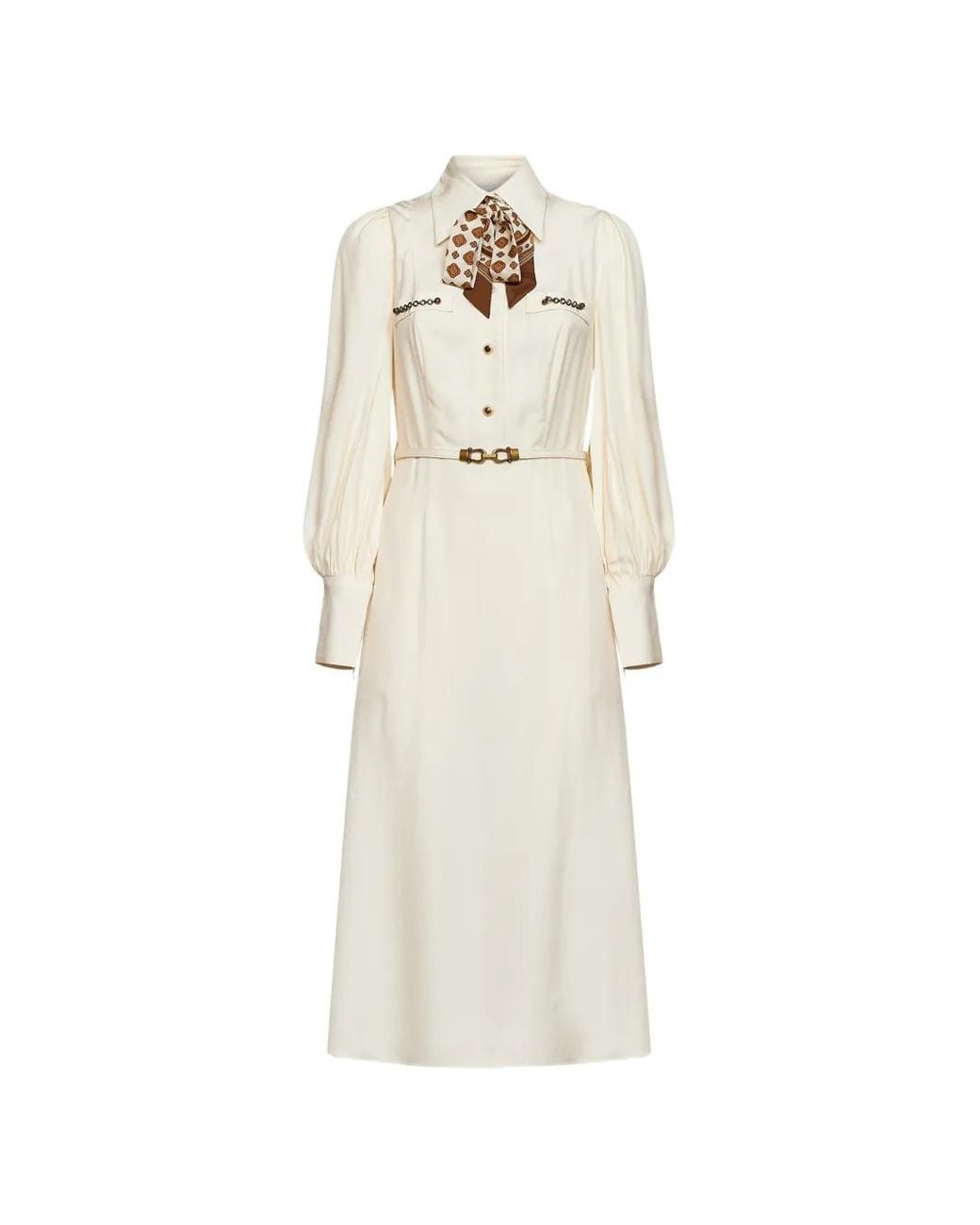 Zimmermann White Belted Puff-Sleeve Dress
